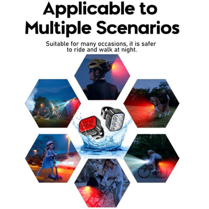 Bicycle Night Riding Warning Light Cycling Rechargeable Light, CYCLAMI Q6 Front Light+Tail Light