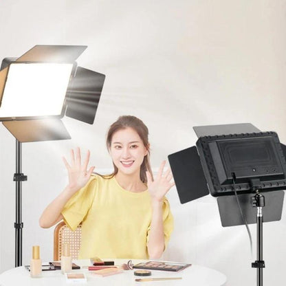Panneau lumineux LED carré plat de 10 pouces 2700K-6500K avec coupe-flux à 4 volets et trépied de 2,1 m pour studio photo/vidéo, prise US