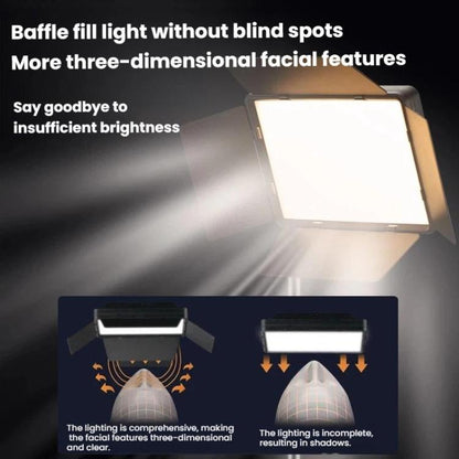 Panneau lumineux LED carré plat de 10 pouces 2700K-6500K avec coupe-flux à 4 volets et trépied de 2,1 m pour studio photo/vidéo, prise US