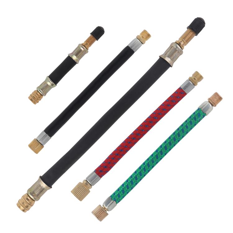 10pcs US Mouth Bicycle Pump Extension Rubber Hose, Black 10cm, Black 12cm, Red 12.5cm, Green 12.5cm, Black 19cm