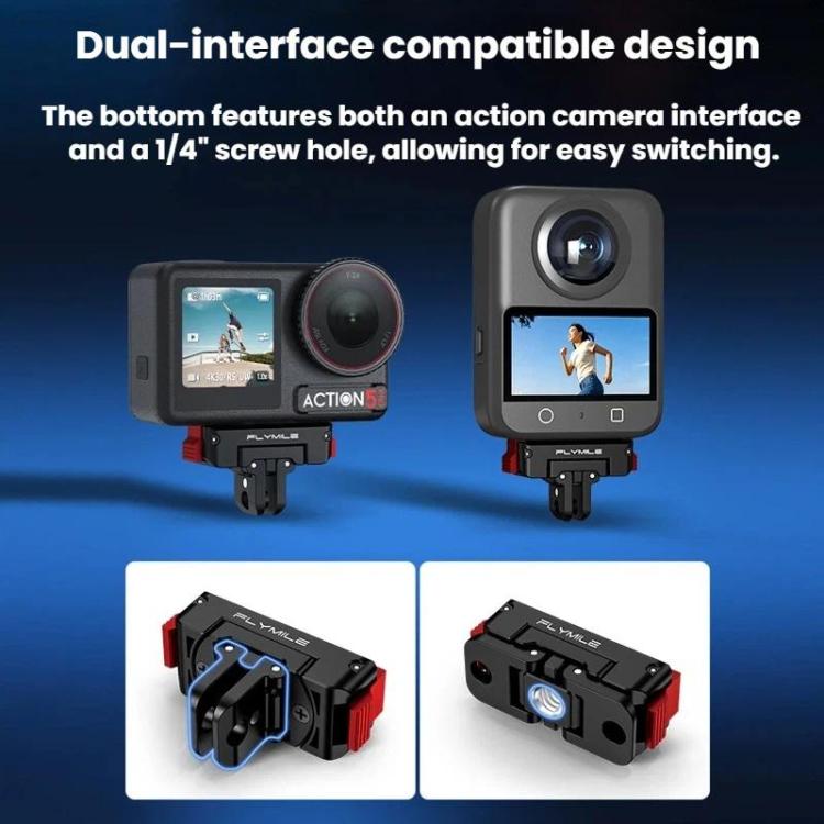 Pour DJI Osmo 360 / Action 3 / 4 / 5 Pro Base d'Adaptateur Magnétique à Dégagement Rapide Flymile, Plastique