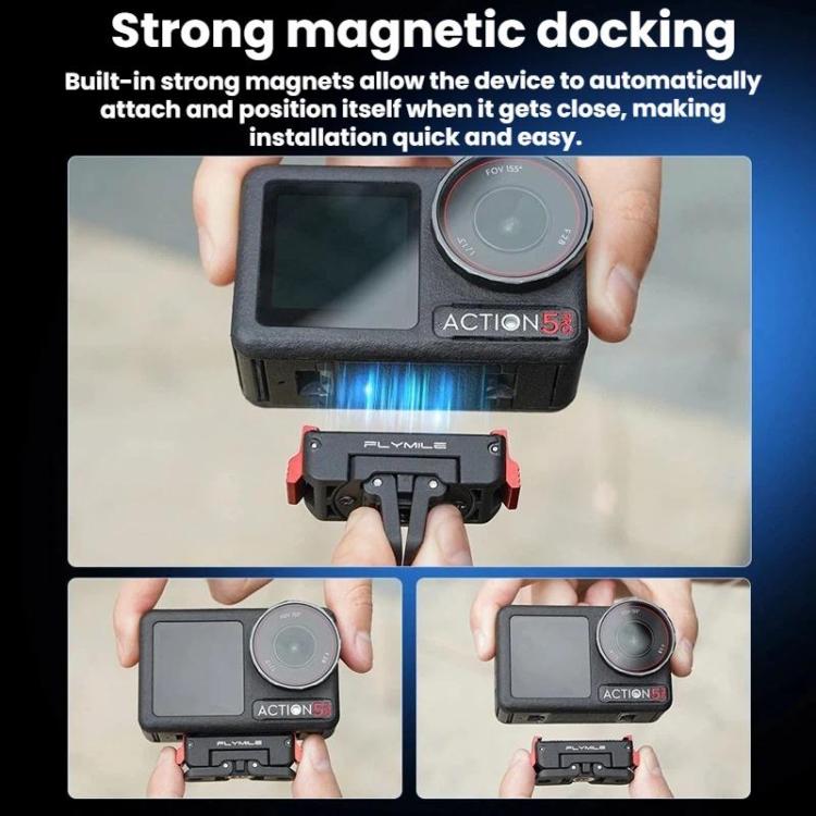 Pour DJI Osmo 360 / Action 3 / 4 / 5 Pro Base d'Adaptateur Magnétique à Dégagement Rapide Flymile, Plastique