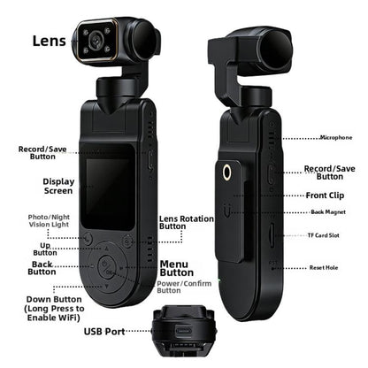 X20 HD Lens Body Camera Portable Infrared Night Vision Recording Action Camera, Direct Recording 1080P, 1080P+WFIF, 2K+WIFI