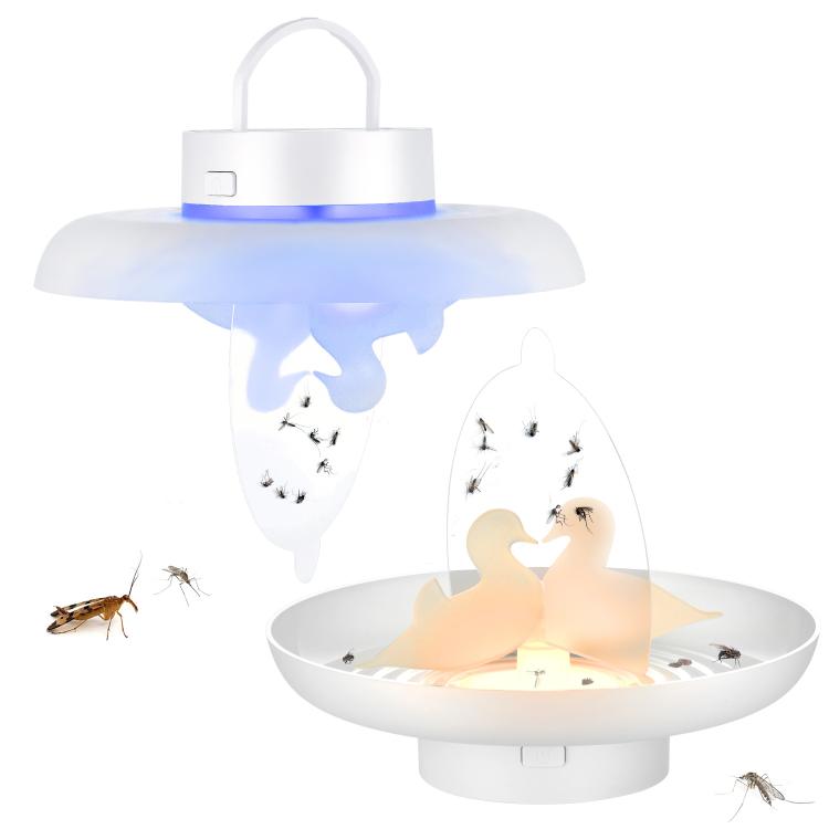 Piège à puces et moustiques USB/piles AAA, attrape-insectes intérieur/extérieur avec lumière bleue et chaude