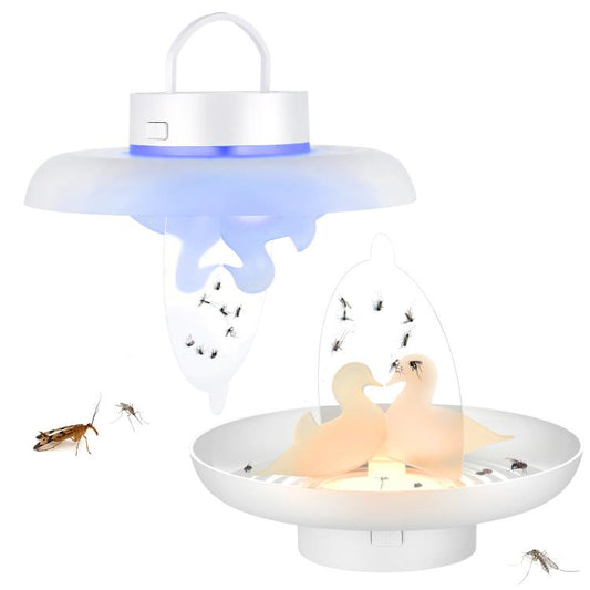 Piège à puces et moustiques USB/piles AAA, attrape-insectes intérieur/extérieur avec lumière bleue et chaude