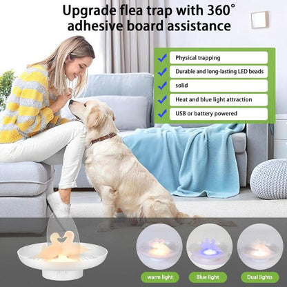 Piège à puces et moustiques USB/piles AAA, attrape-insectes intérieur/extérieur avec lumière bleue et chaude