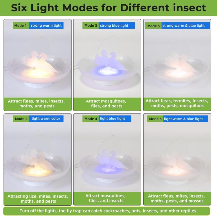 Piège à puces et moustiques USB/piles AAA, attrape-insectes intérieur/extérieur avec lumière bleue et chaude