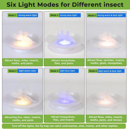 Piège à puces et moustiques USB/piles AAA, attrape-insectes intérieur/extérieur avec lumière bleue et chaude