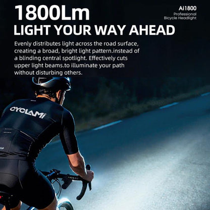 CYCLAMI AI1800 Bicycle Headlight Waterproof High-Intensity Night Riding Flashlight