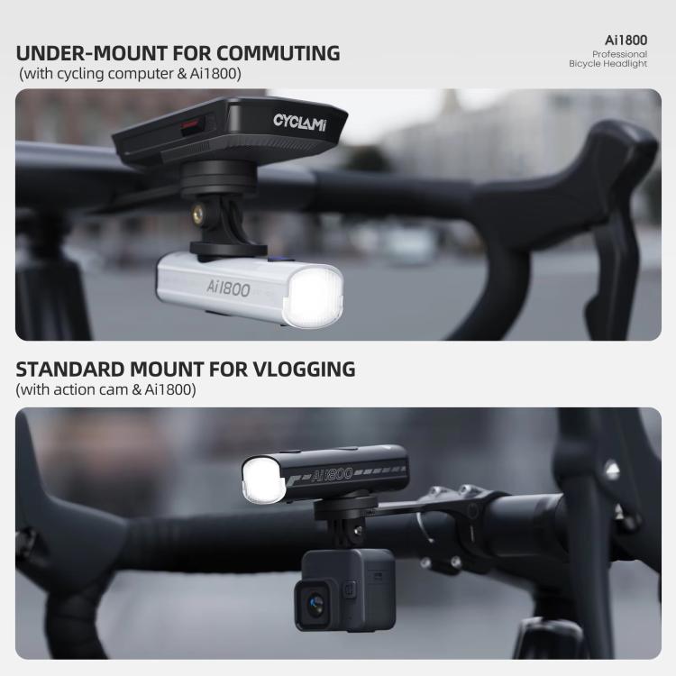 CYCLAMI AI1800 Bicycle Headlight Waterproof High-Intensity Night Riding Flashlight