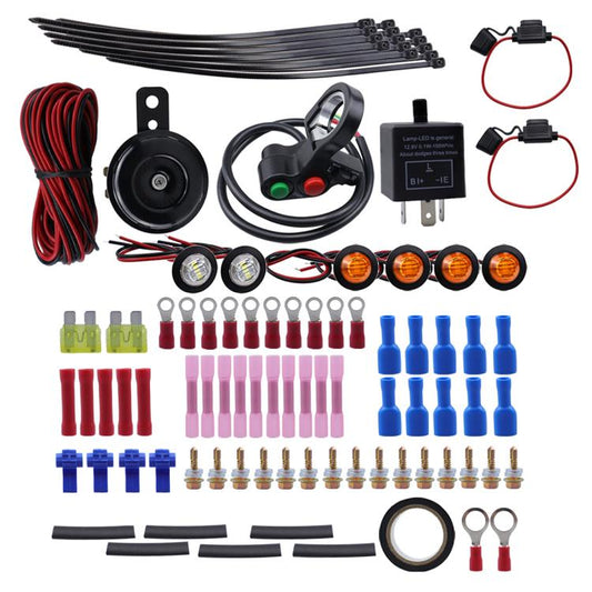 Kit de cableado para luz de señalización de avería de intermitentes, bocina y interruptor de pulgar para manillar de ATV con luz LED, CP-4331