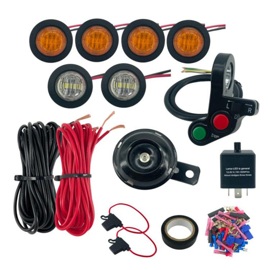 Kit de cableado para luz de señalización de avería de intermitentes, bocina y interruptor de pulgar para manillar de ATV con luz LED, CP-4331