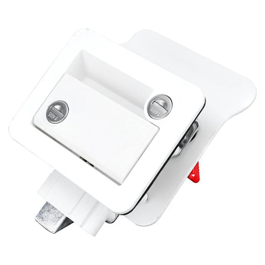 RV Conversion With Internal And External Opening Metal Panel Door Latches, White, Chrome