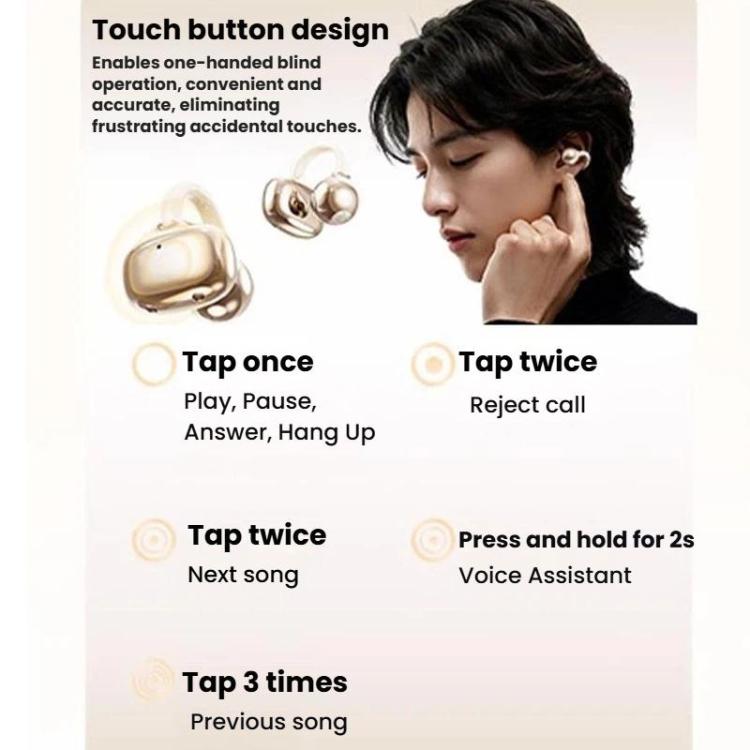 aigo CJ195 Bone Conduction Wireless Bluetooth Earphones Over-Ear Clip-On Sports Running Earphones