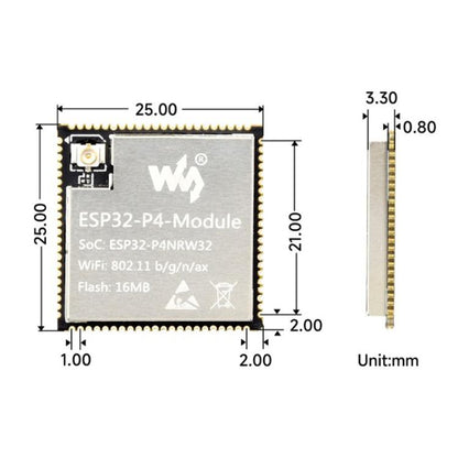 Module WAVESHARE ESP32-P4 Core Board, basé sur une conception à double puce ESP32-P4 et ESP32-C6, 16 Mo, 32 Mo