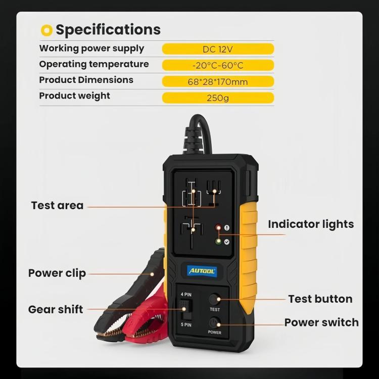AUTOOL 12V Automotive Fault Relay Detector