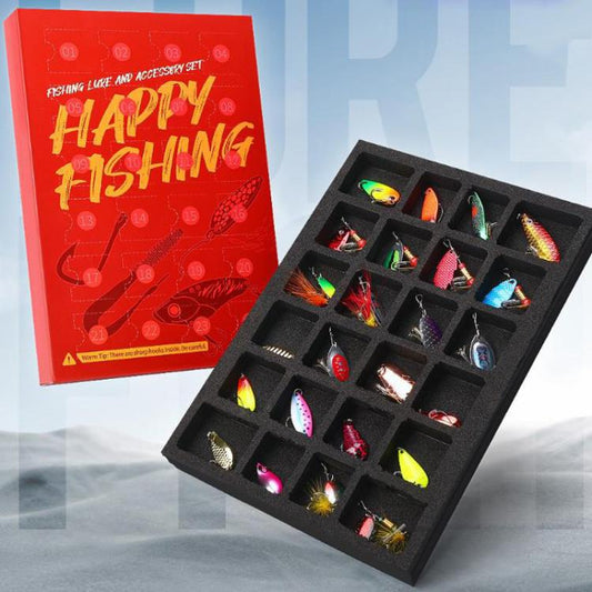 24 unidades/caja de señuelos de pesca con triple anzuelo y efecto brillante.