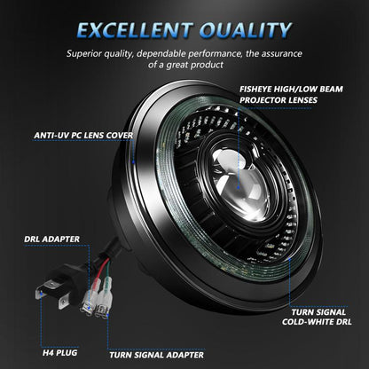 5.75-Inch High-Power Motorcycle Starry Sky Flowing Aperture Cut-Line Headlight, R25