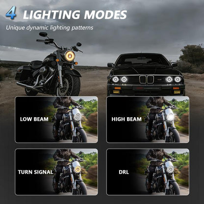 5.75-Inch High-Power Motorcycle Headlight With Flowing Light And Cut-Line Halo, R26