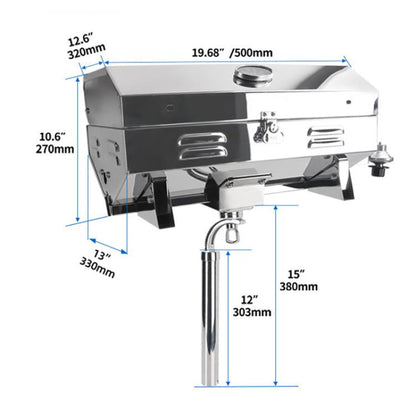 Stainless Steel Yacht BBQ Grill Outdoor Boat Grill Canister Stove, No Bracket, With Bracket