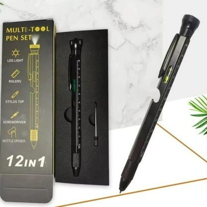 Stylo multifonctionnel EDC 12-en-1 avec lumière LED, règle, stylet, décapsuleur et pointe magnétique pour soulager le stress