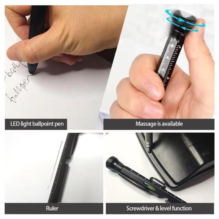 Stylo multifonctionnel EDC 12-en-1 avec lumière LED, règle, stylet, décapsuleur et pointe magnétique pour soulager le stress