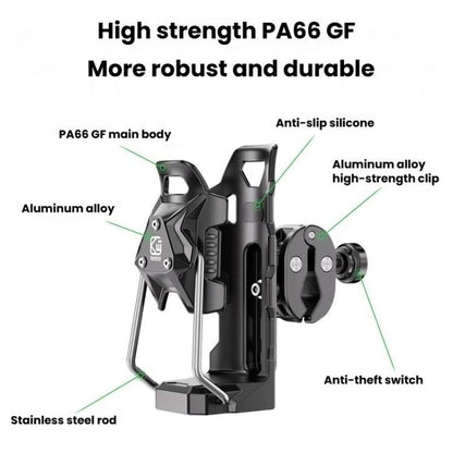 Adaptive Anti-Slip Water Bottle Holder For Motorcycles & Bicycles 360-Degree Rotating Anti-Theft Cup Holder, Kewig SHJ-6