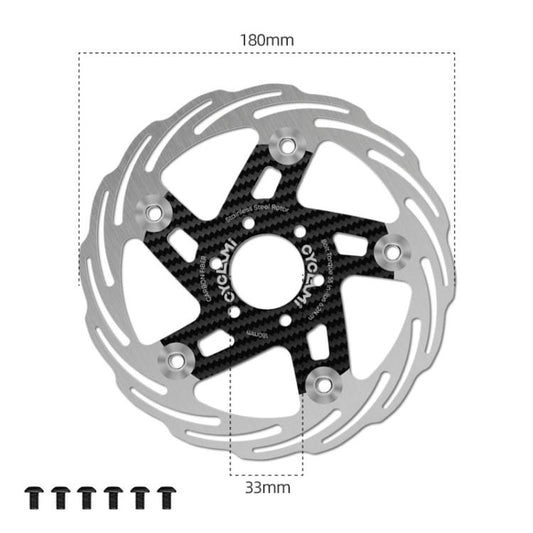 Disco de freno ultraligero de fibra de carbono para bicicleta CYCLAMI, con sistema Centerlock de 6 tornillos, 160 mm, 180 mm.