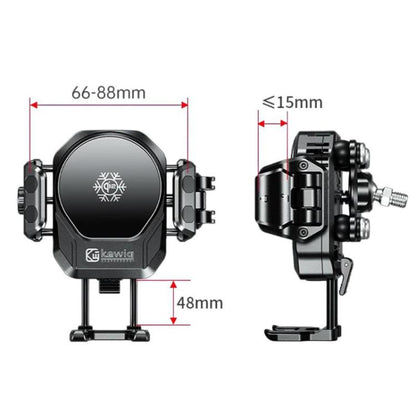 Kewig M33 Pro Shock-Absorbing Heat-Dissipating Wireless Charging Phone Mount Motorcycle Fan Cooling Anti-Shake Stand, Handlebar, Rearview Mirror, Rearview Mirror Stem, M8/M10 Screw, Front Fork Mount, Strong Clamp
