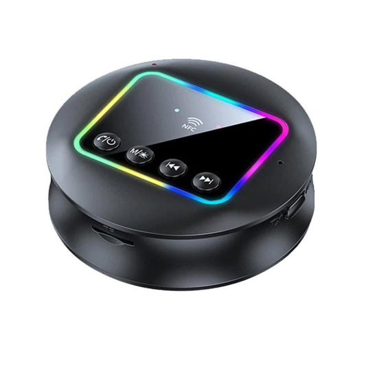 جهاز استقبال وإرسال بلوتوث بتقنية NFC GT77 مع إضاءة محيطة، مضخم صوت للسيارة ومحول صوت، GT77
