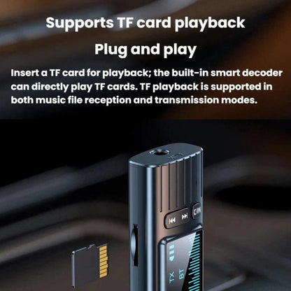 GT72 Bluetooth 5.4 Audio Adapter With Digital Display Portable Receiver & Transmitter, GT72
