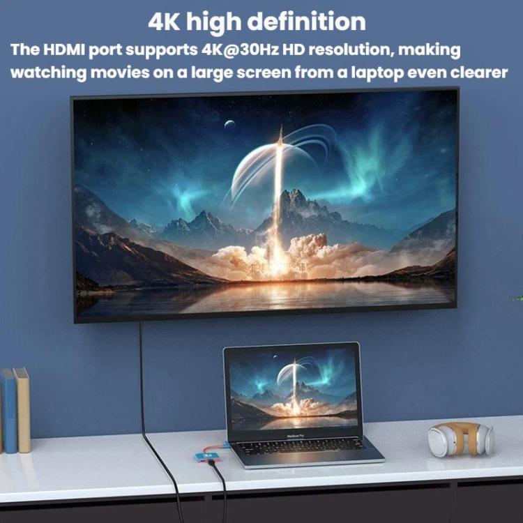 Type-C To USB 3.0+HDMI+Type-C 3 In 1 Docking Station HDR Portable Multi-Function Large-Screen Adapter, For Nintendo Switch 2
