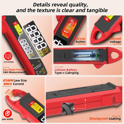 High Precision Smart Clamp Meter AC/DC 100A 6000-Count Multimeter, UX1