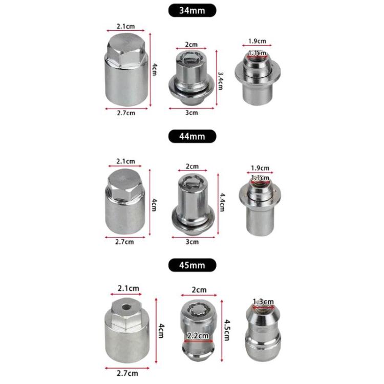 For Toyota Tundra / Sequoia Car Modified Anti-Theft Nuts Wheel Lock Lug Nuts 00276-00901, 34mm, 44mm, 45mm
