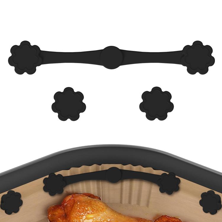 Magnetic Silicone Buckle for Air Fryer Parchment Paper Heat Resistant Liner Clips, Flower Red, Flower Black, Flower Gray, Square Red, Square Black, Square Gray, Teardrop Gray, Teardrop Black, Teardrop Red, Extended Red, Extended Black, Extended Gray