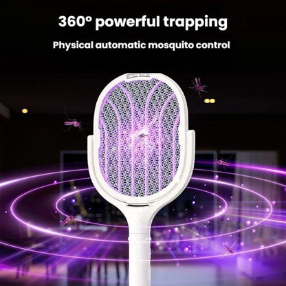 Raquette électrique anti-moustiques extensible et rotative avec base de recharge, tue-mouches automatique attirant les moustiques et éclairant, XH-63