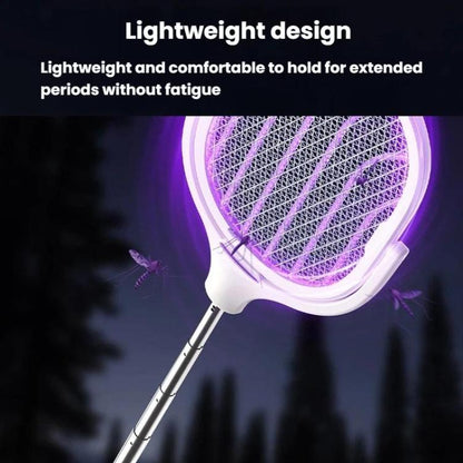 Raquette électrique anti-moustiques extensible et rotative avec base de recharge, tue-mouches automatique attirant les moustiques et éclairant, XH-63