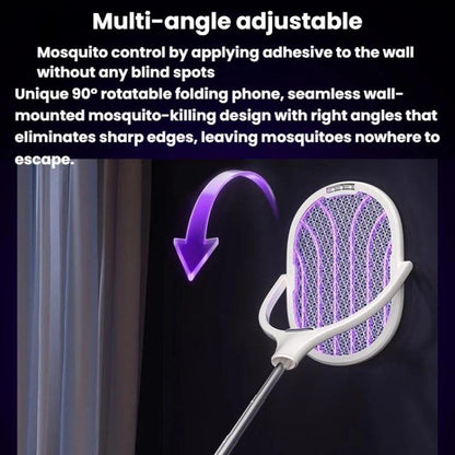 Raquette électrique anti-moustiques extensible et rotative avec base de recharge, tue-mouches automatique attirant les moustiques et éclairant, XH-63