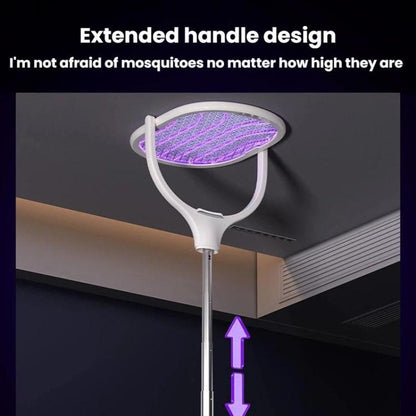 Raquette électrique anti-moustiques extensible et rotative avec base de recharge, tue-mouches automatique attirant les moustiques et éclairant, XH-63