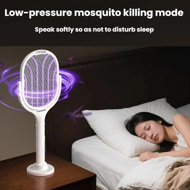 Raquette électrique anti-moustiques extensible et rotative avec base de recharge, tue-mouches automatique attirant les moustiques et éclairant, XH-63