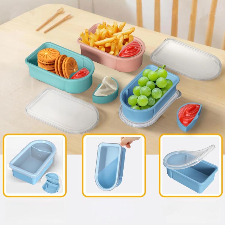 Silicone Snack Container With Removable Sauce Compartments Food Storage For Travel, Picnic & Meal Prep