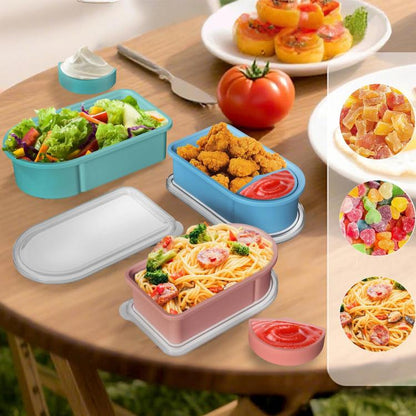 Silicone Snack Container With Removable Sauce Compartments Food Storage For Travel, Picnic & Meal Prep