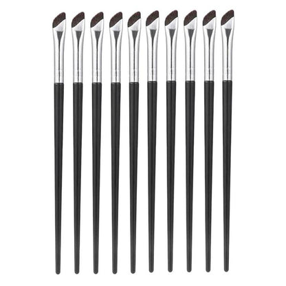 10pcs Angled Ultra-Fine Eyeliner Brush Aegyo-Sal Detail Makeup Brush, Sickle Black, Sickle Brown, Blade