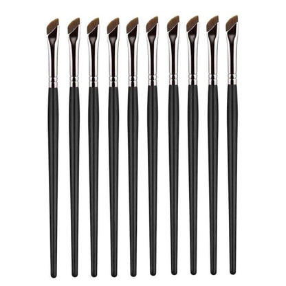 10pcs Angled Ultra-Fine Eyeliner Brush Aegyo-Sal Detail Makeup Brush, Sickle Black, Sickle Brown, Blade
