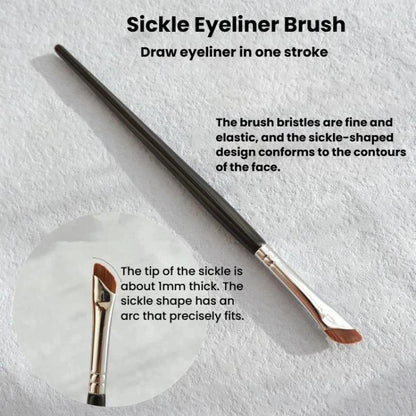 10pcs Angled Ultra-Fine Eyeliner Brush Aegyo-Sal Detail Makeup Brush, Sickle Black, Sickle Brown, Blade