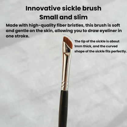 10pcs Angled Ultra-Fine Eyeliner Brush Aegyo-Sal Detail Makeup Brush, Sickle Black, Sickle Brown, Blade