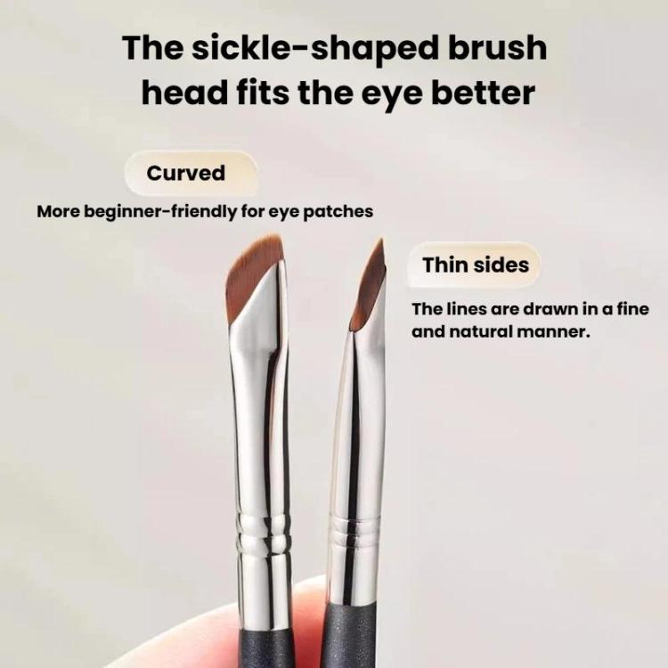 10pcs Angled Ultra-Fine Eyeliner Brush Aegyo-Sal Detail Makeup Brush, Sickle Black, Sickle Brown, Blade