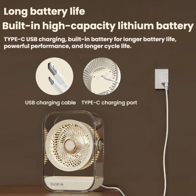 Ventilateur de bureau USB rechargeable haute puissance avec veilleuse