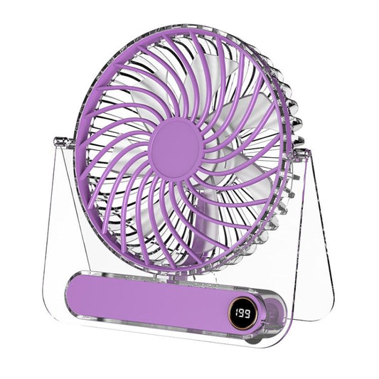 JP-08 Mini Ventilateur de bureau ultra-mince Silencieux transparent avec affichage numérique Pour bureau