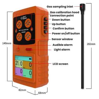 SMART SENSOR 4 In 1 Gas Concentration Explosion-Proof Detector, AR8900A